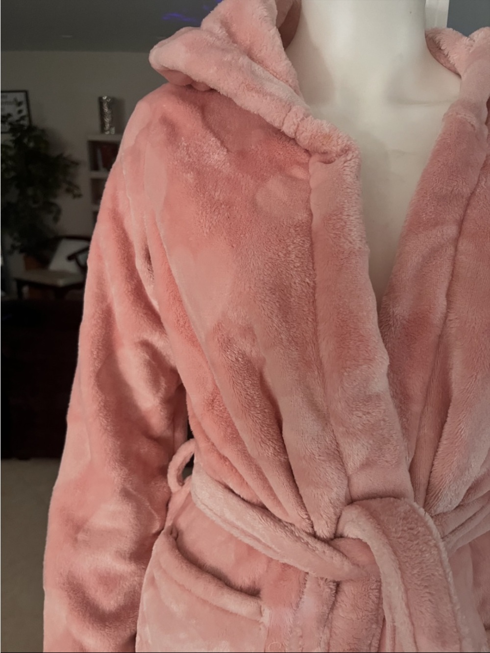 Plush Hooded Bathrobe - Dusty Rose Hollister